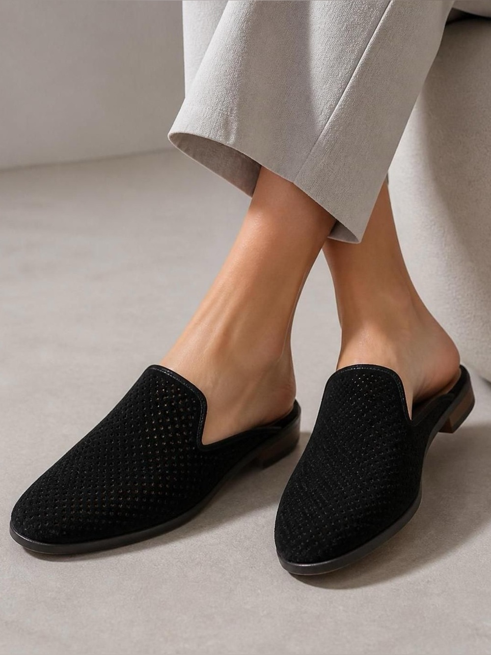 Lucky Brand Black Slip-On Mules with Rubber Sole